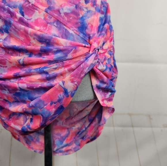 For Love & Lemons Natasha Floral Swim Cover Up Mesh Mini Dress in Multi Small - Picture 7 of 15